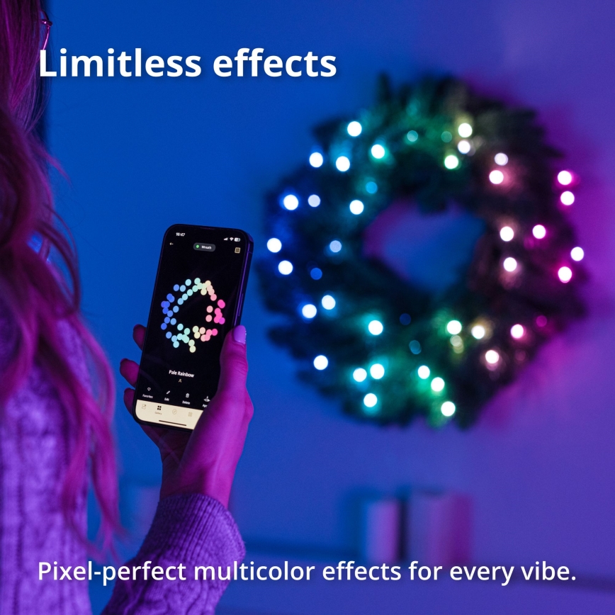 Twinkly - LED RGB Prigušivi božićni vijenac 50xLED pr. 60 cm Wi-Fi