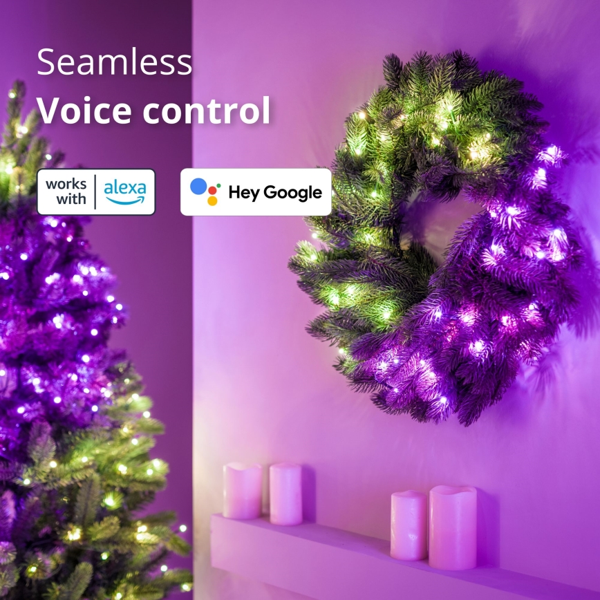 Twinkly - LED RGB Prigušivi božićni vijenac 50xLED pr. 60 cm Wi-Fi