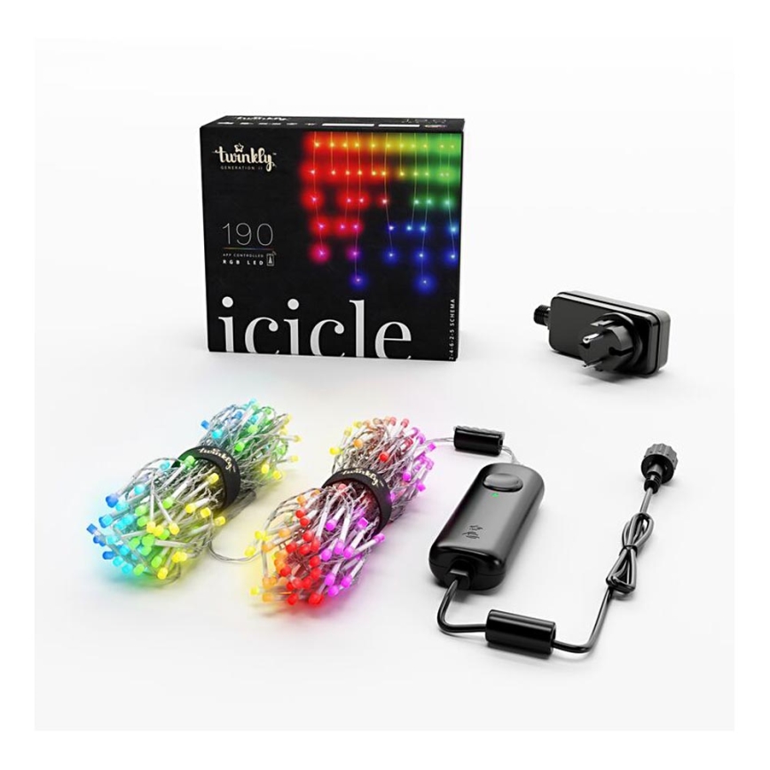 Twinkly - LED RGB Prigušiva vanjska božićna zavjesa ICICLE 190xLED 11,5m IP44 Wi-Fi