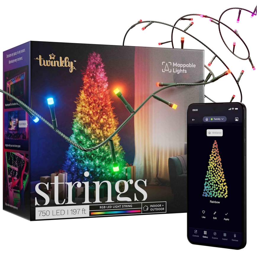 Twinkly - LED RGB Prigušive vanjske božićne lampice STRINGS 750xLED 63,5m IP44 Wi-Fi