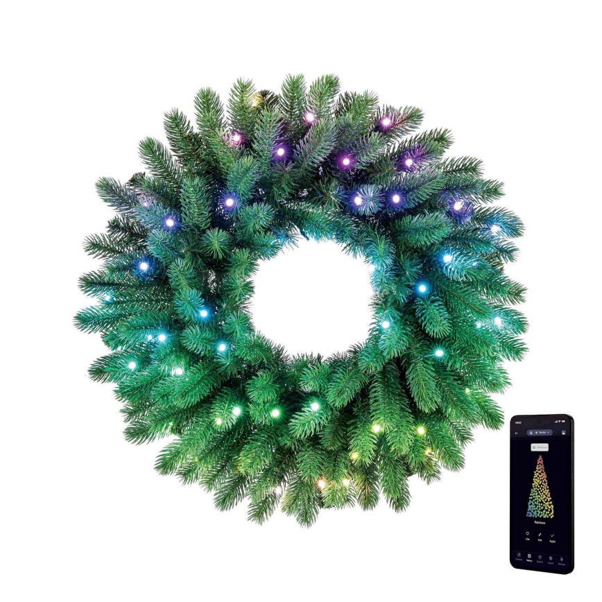 Twinkly - LED RGB Prigušivi božićni vijenac 50xLED pr. 60 cm Wi-Fi