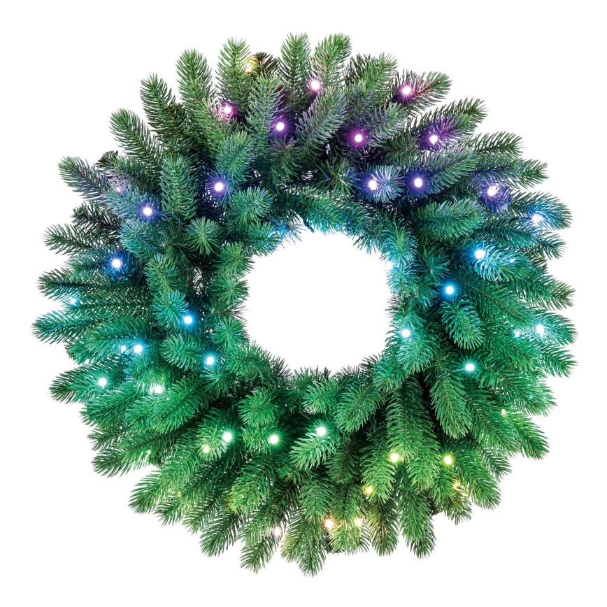 Twinkly - LED RGB Prigušivi božićni vijenac PRE-LIT WREATH 50xLED pr. 61cm Wi-Fi