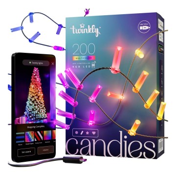 Twinkly - LED RGB s prigušivanjem božićni niz CANDIES 200xLED 14 m USB Wi-Fi