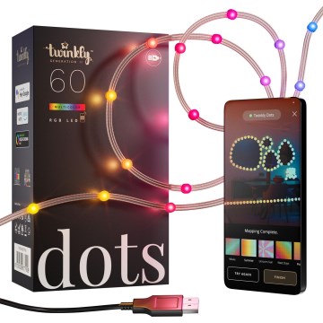 Twinkly - RGB LED prigušivi niz DOTS 60xLED 7 m USB Wi-Fi