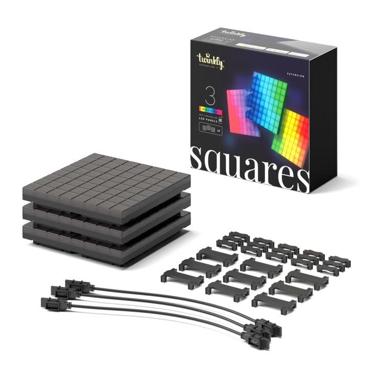 Twinkly - SET 3xLED RGB Prigušivi panel SQUARES 64xLED 16x16 cm Wi-Fi