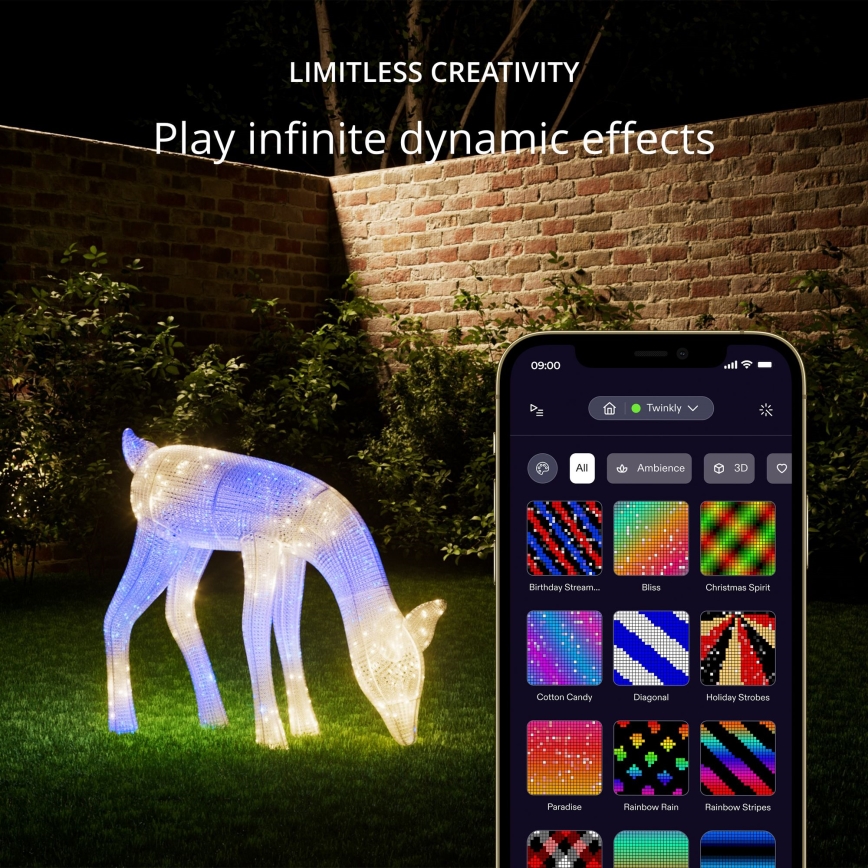 Twinkly - LED RGBW vanjski božićni sob REINGEERS s prigušivanjem 160xLED IP44 Wi-Fi