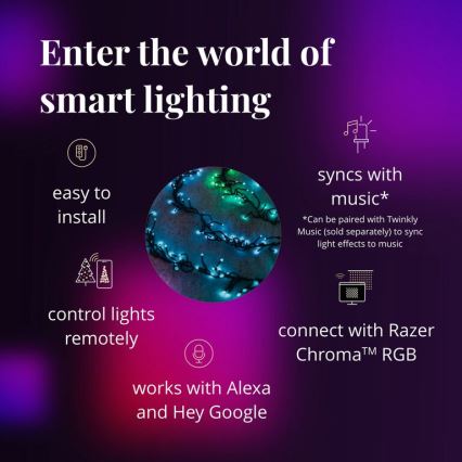 Twinkly - LED RGBW Prigušive vanjske božićne lampice CLUSTER 400xLED 9,5m IP44 Wi-Fi