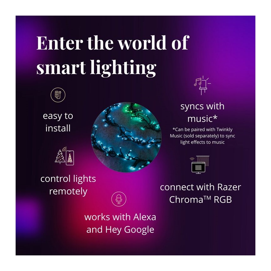 Twinkly - LED RGBW Prigušive vanjske božićne lampice CLUSTER 400xLED 9,5m IP44 Wi-Fi