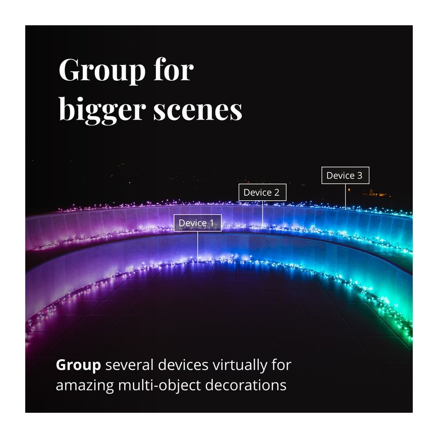 Twinkly - LED RGB Prigušive vanjske božićne lampice CLUSTER 400xLED 9,5m IP44 Wi-Fi