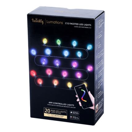 Twinkly - LED RGB Prigušive vanjske božićne lampice FACETED 40xLED 14,5 m IP44 Wi-Fi