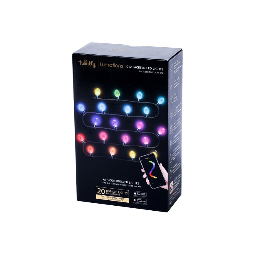 Twinkly - LED RGB Prigušive vanjske božićne lampice FACETED 40xLED 14,5 m IP44 Wi-Fi