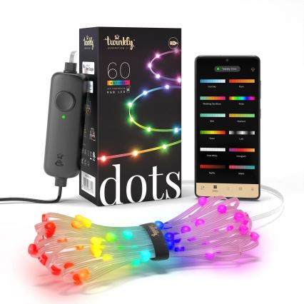 Twinkly - RGB LED prigušivi niz DOTS 60xLED 7 m USB Wi-Fi