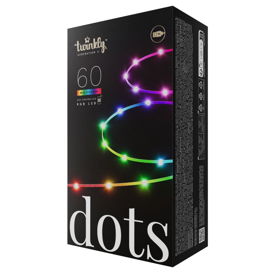 Twinkly - RGB LED prigušivi niz DOTS 60xLED 7 m USB Wi-Fi