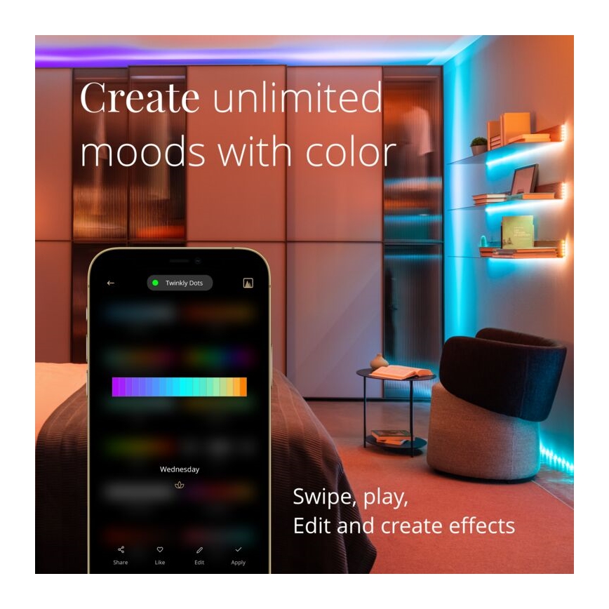 Twinkly - LED RGB Vanjska prigušiva traka DOTS 200xLED 10 m IP44 Wi-Fi