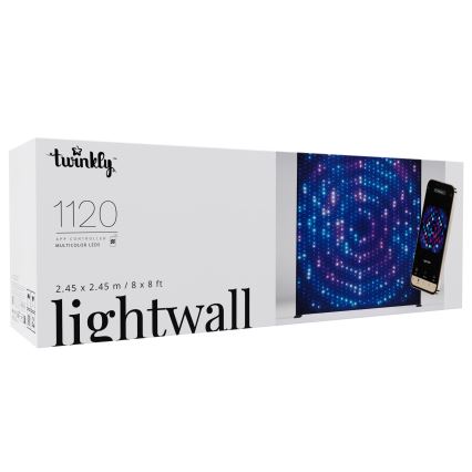 Twinkly - LED RGBW s funkcijom prigušivanja vanjski glazbeni svjetlosni zid LIGHTWALL 1120xLED 2,6x2,7 m IP44 Wi-Fi + glazbeni dongle