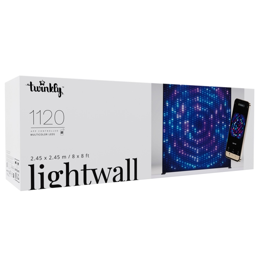 Twinkly - LED RGBW s funkcijom prigušivanja vanjski glazbeni svjetlosni zid LIGHTWALL 1120xLED 2,6x2,7 m IP44 Wi-Fi + glazbeni dongle