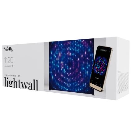 Twinkly - LED RGBW s funkcijom prigušivanja vanjski glazbeni svjetlosni zid LIGHTWALL 1120xLED 2,6x2,7 m IP44 Wi-Fi + glazbeni dongle
