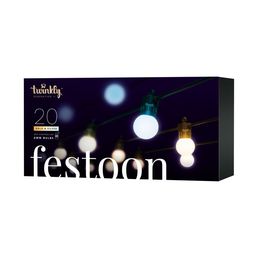 Twinkly - LED Prigušivi vanjski dekorativni lanac FESTOON 20xLED 14m IP44 Wi-Fi