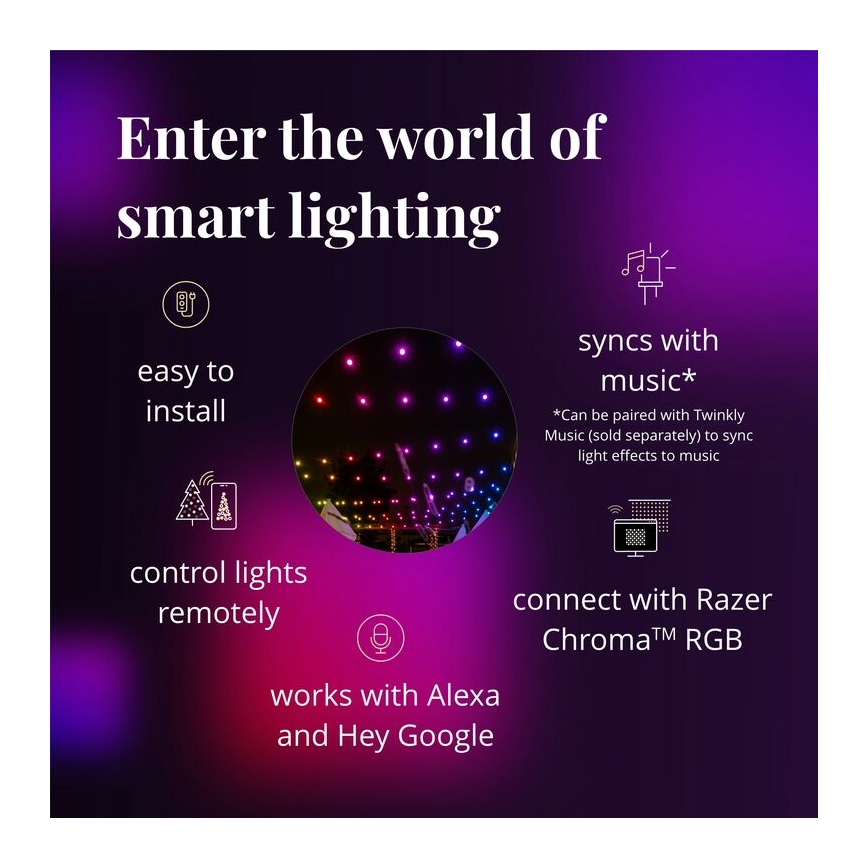 Twinkly - LED RGB Prigušivi vanjski dekorativni lanac FESTOON 20xLED 14m IP44 Wi-Fi