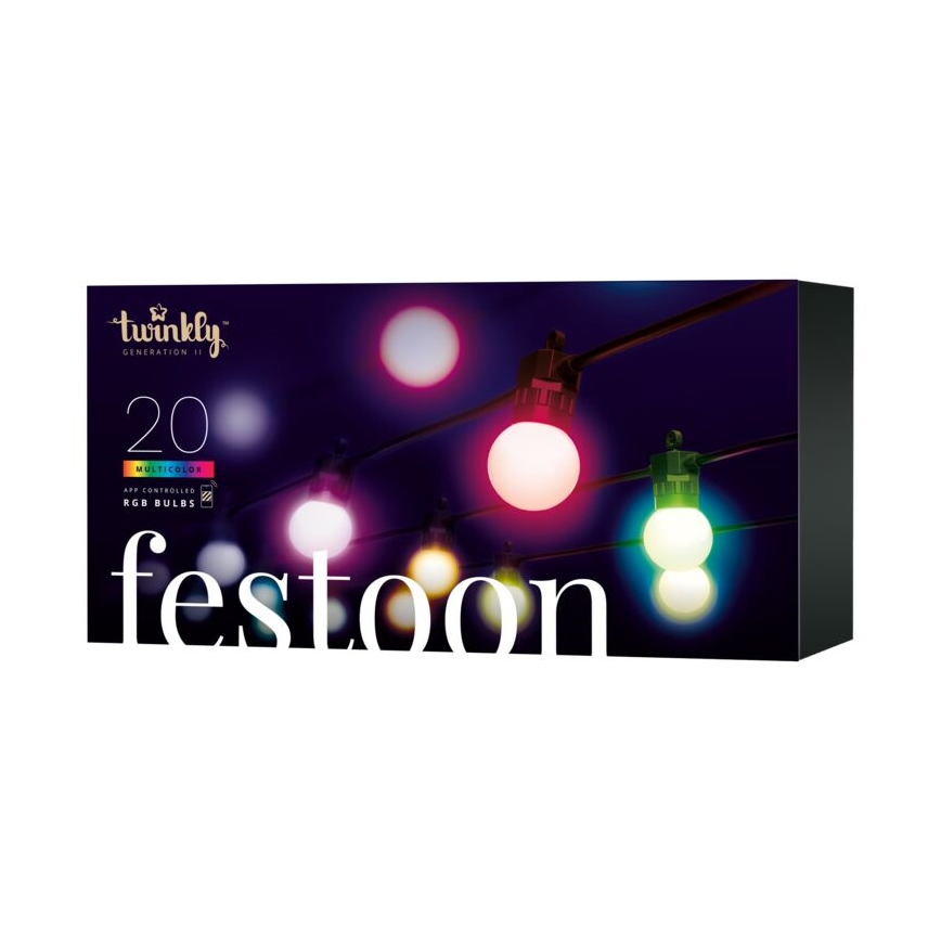 Twinkly - LED RGB Prigušivi vanjski dekorativni lanac FESTOON 20xLED 14m IP44 Wi-Fi