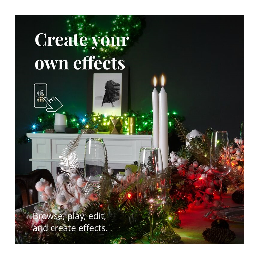 Twinkly - LED RGBW Prigušiva božićna dekoracija PRE-LIT GARLAND 50xLED 3,15 m Wi-Fi