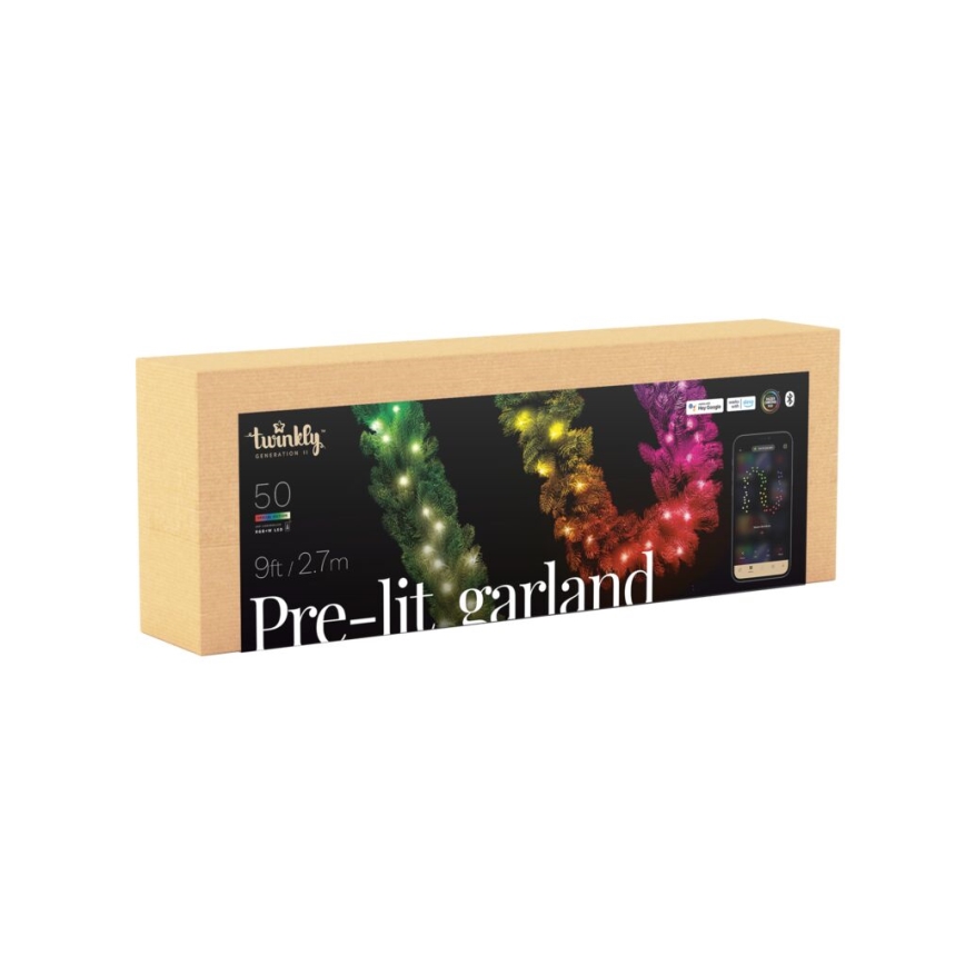 Twinkly - LED RGBW Prigušiva božićna dekoracija PRE-LIT GARLAND 50xLED 3,15 m Wi-Fi
