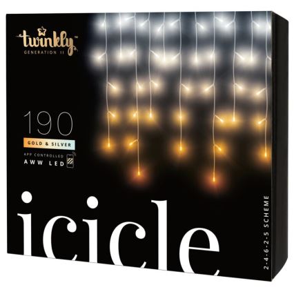 Twinkly - LED Prigušiva vanjska božićna zavjesa ICICLE 190xLED 11,5m IP44 Wi-Fi