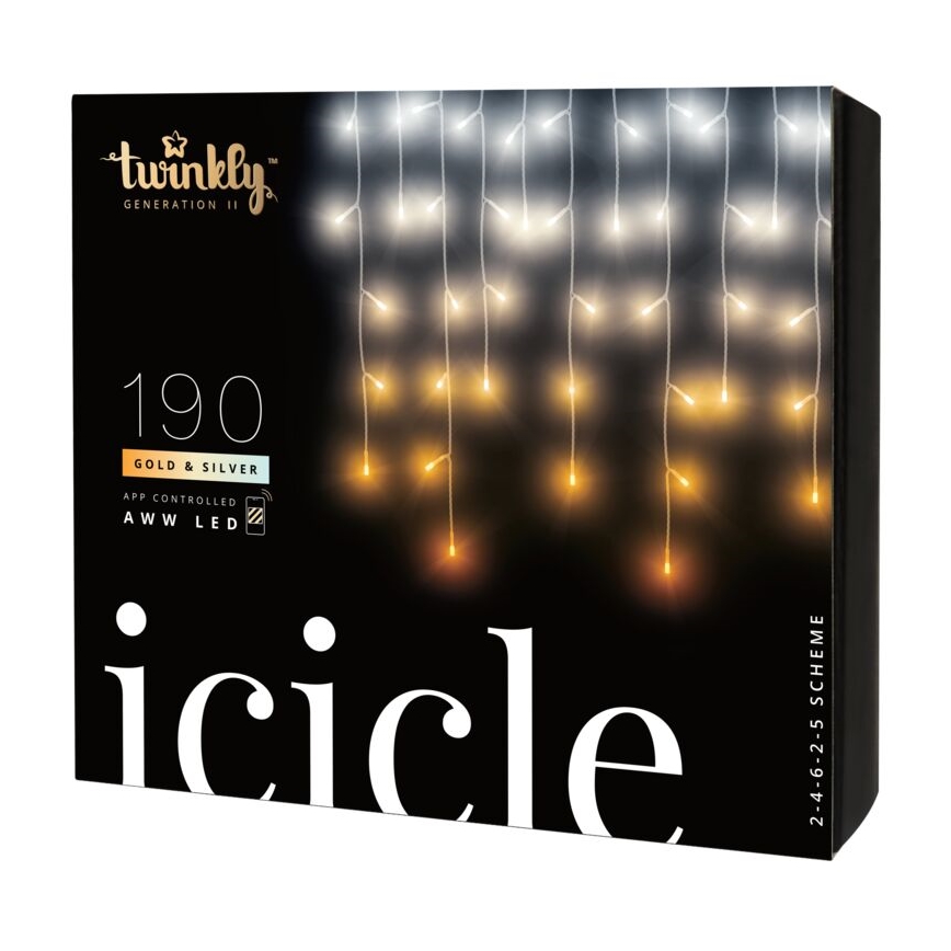 Twinkly - LED Prigušiva vanjska božićna zavjesa ICICLE 190xLED 11,5m IP44 Wi-Fi