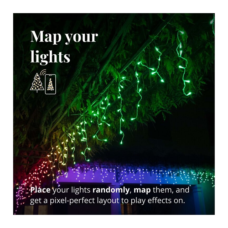 Twinkly - LED RGB Prigušiva vanjska božićna zavjesa ICICLE 190xLED 11,5m IP44 Wi-Fi