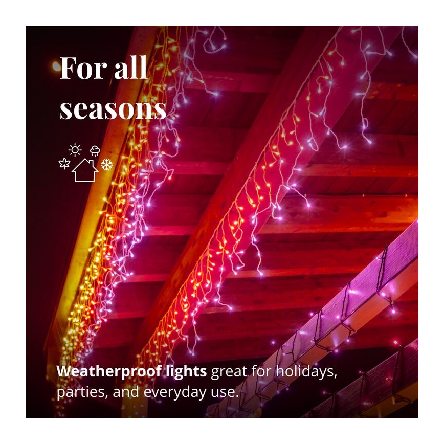 Twinkly - LED RGB Prigušiva vanjska božićna zavjesa ICICLE 190xLED 11,5m IP44 Wi-Fi