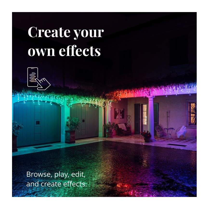 Twinkly - LED RGB Prigušiva vanjska božićna zavjesa ICICLE 190xLED 11,5m IP44 Wi-Fi