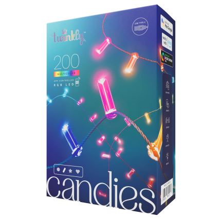 Twinkly - LED RGB Prigušive božićne lampice CANDIES 200xLED 14 m USB Wi-Fi