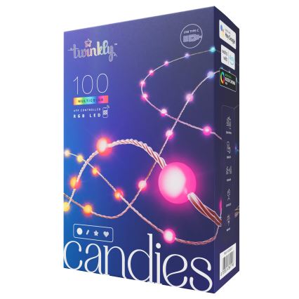 Twinkly - LED RGB Prigušive božićne lampice CANDIES 100xLED 8 m USB Wi-Fi