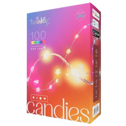 Twinkly - prigušiva LED RGB girlanda CANDIES, 100 LED, 8 m, USB, Wi-Fi