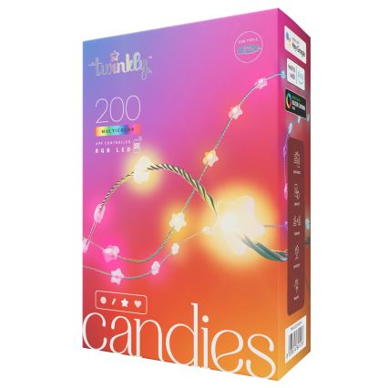 Twinkly - LED RGB Prigušive božićne lampice CANDIES 200xLED 14 m USB Wi-Fi