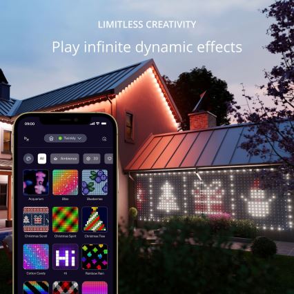 Twinkly - LED RGB vanjska božićna zavjesa s prigušivanjem 260xLED 1,2x1,9 m IP44 Wi-Fi