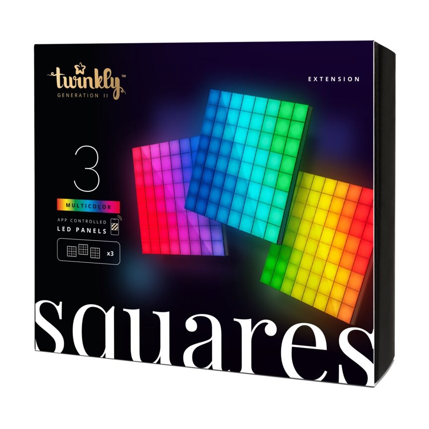 Twinkly - SET 3xLED RGB Prigušivi panel SQUARES 64xLED 16x16 cm Wi-Fi