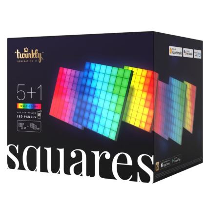 Twinkly - SET 6xLED RGB Prigušivi panel SQUARES 64xLED 16x16 cm Wi-Fi