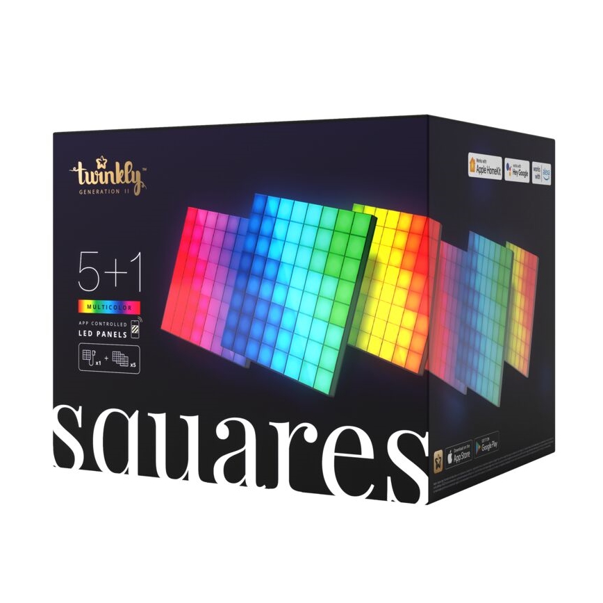 Twinkly - SET 6xLED RGB Prigušivi panel SQUARES 64xLED 16x16 cm Wi-Fi