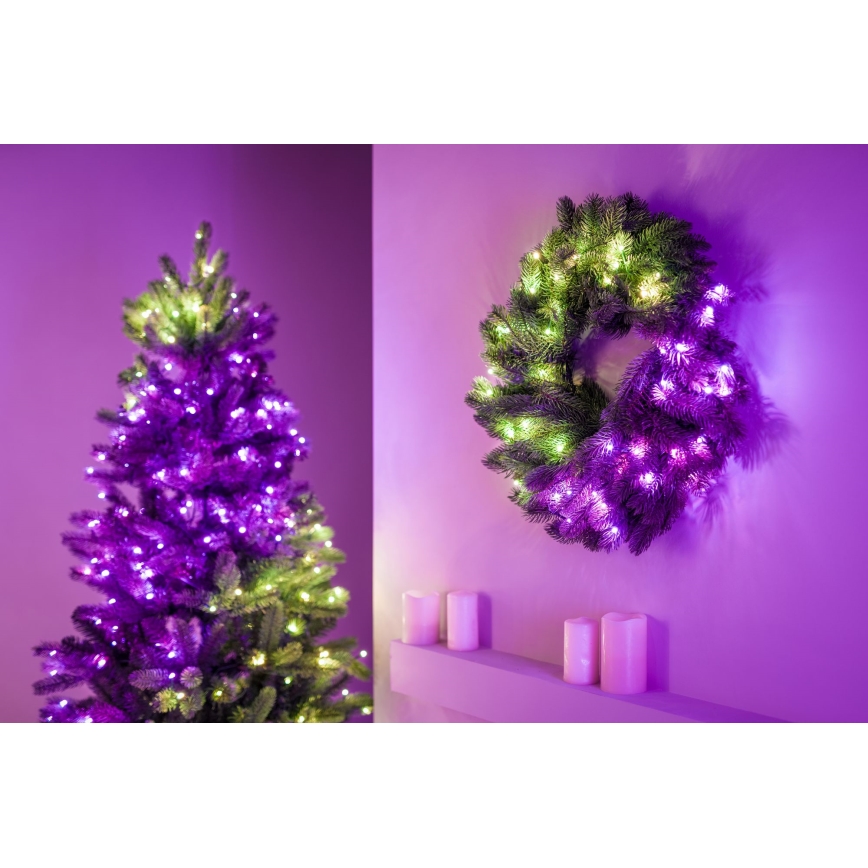 Twinkly - LED RGB Prigušivi božićni vijenac PRE-LIT WREATH 50xLED pr. 61cm Wi-Fi