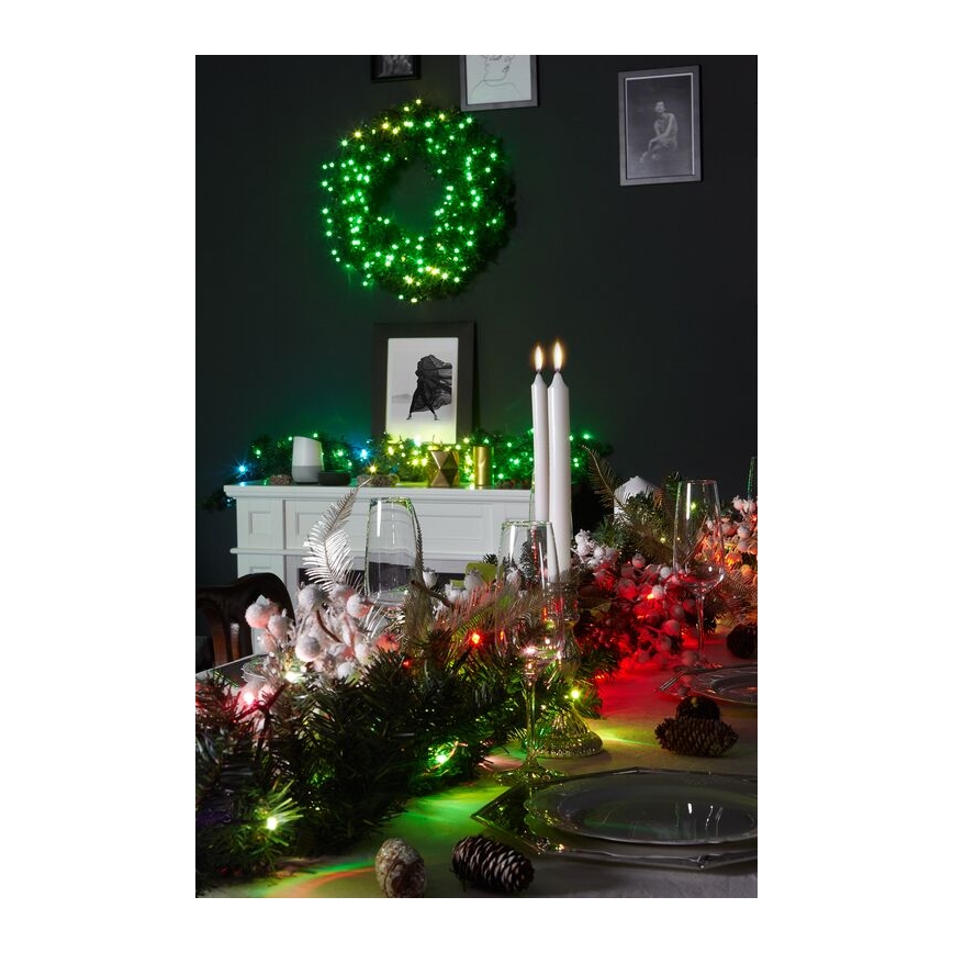 Twinkly - LED RGB Prigušivi božićni vijenac PRE-LIT WREATH 50xLED pr. 61cm Wi-Fi
