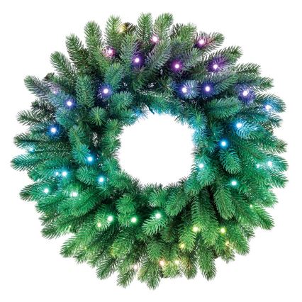 Twinkly - LED RGB Prigušivi božićni vijenac PRE-LIT WREATH 50xLED pr. 61cm Wi-Fi