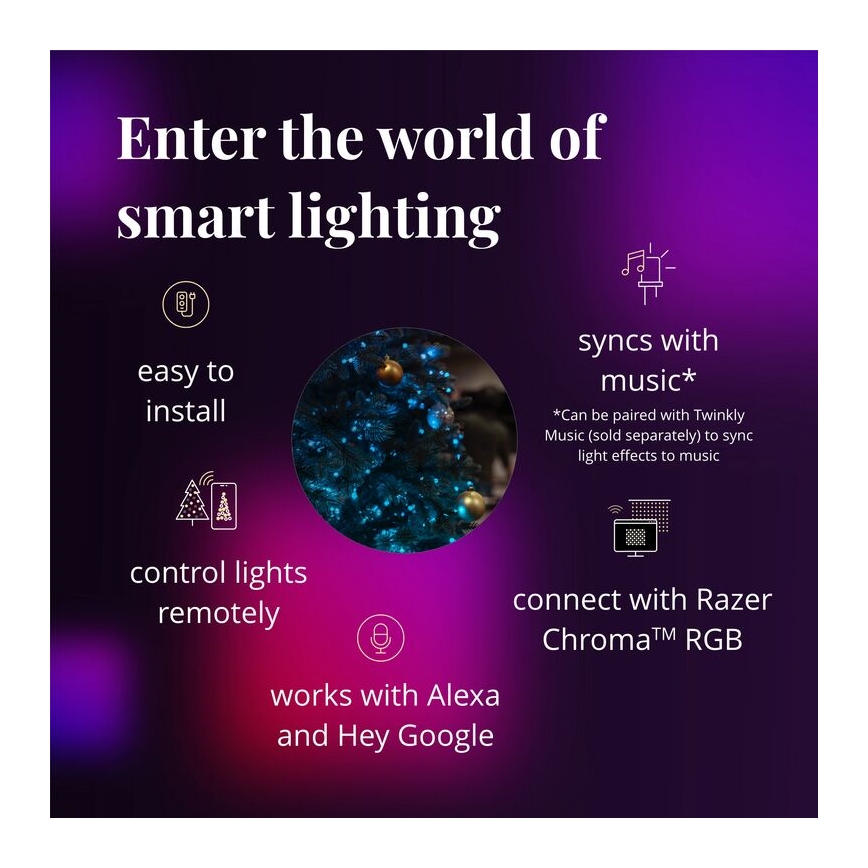 Twinkly - LED RGB Prigušivi božićni vijenac PRE-LIT WREATH 50xLED pr. 61cm Wi-Fi