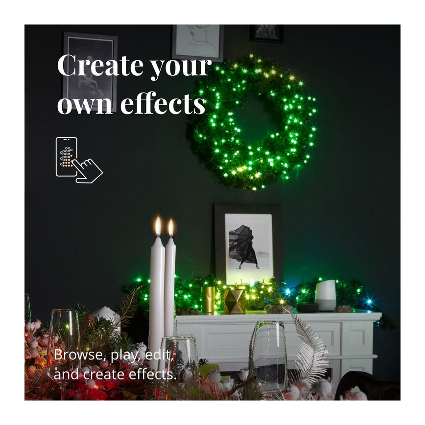 Twinkly - LED RGB Prigušivi božićni vijenac PRE-LIT WREATH 50xLED pr. 61cm Wi-Fi