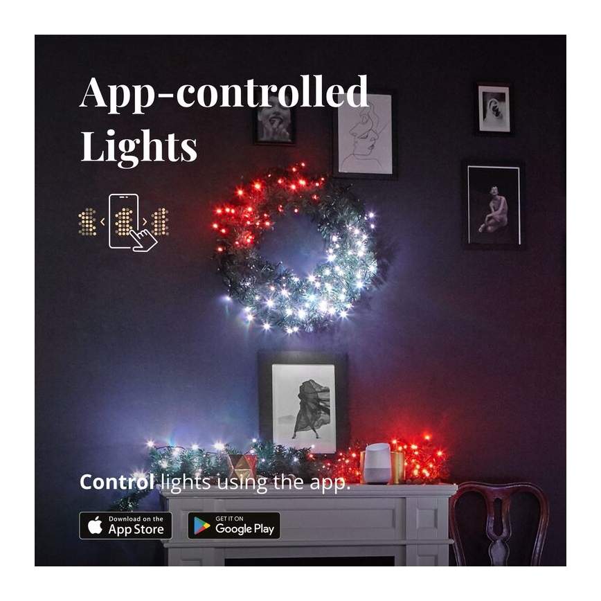 Twinkly - LED RGB Prigušivi božićni vijenac PRE-LIT WREATH 50xLED pr. 61cm Wi-Fi