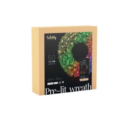 Twinkly - LED RGB Prigušivi božićni vijenac PRE-LIT WREATH 50xLED pr. 61cm Wi-Fi