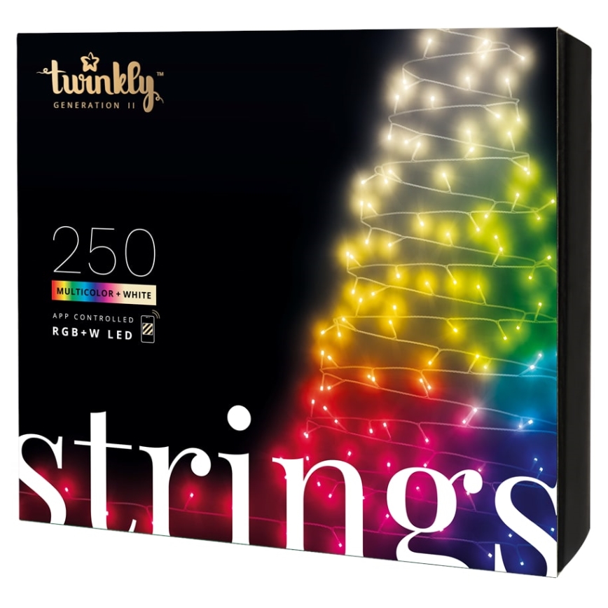 Twinkly - LED RGBW vanjski niz s mogućnošću prigušivanja STRINGS 250xLED 23,5 m IP44 Wi-Fi