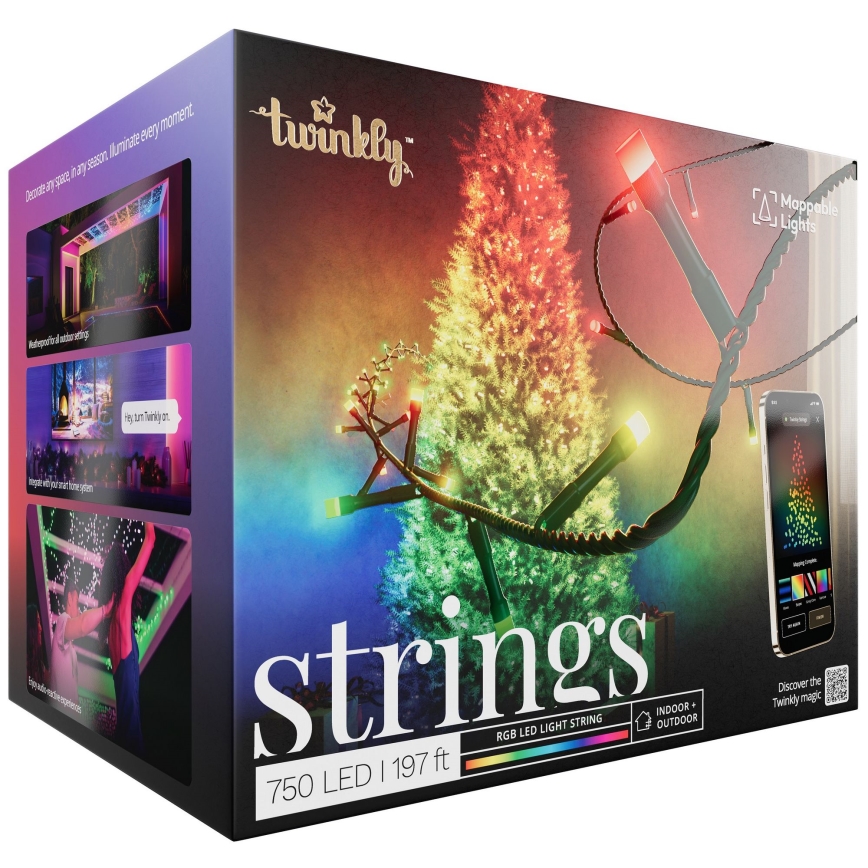 Twinkly - LED RGB Prigušive vanjske božićne lampice STRINGS 750xLED 63,5m IP44 Wi-Fi