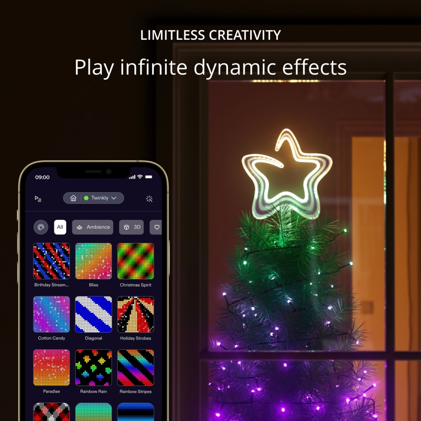 Twinkly - LED RGB podesiva božićna zvijezda za vrh jelke TREE TOPPER 76xLED USB Wi-Fi