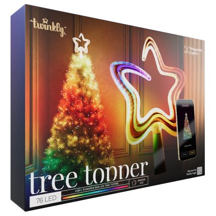 Twinkly - LED RGB podesiva božićna zvijezda za vrh jelke TREE TOPPER 76xLED USB Wi-Fi